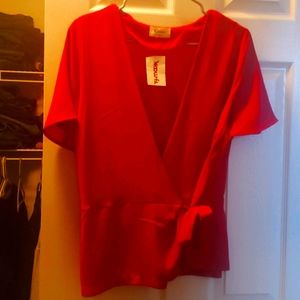 Kirious Red Peplum Tie Top